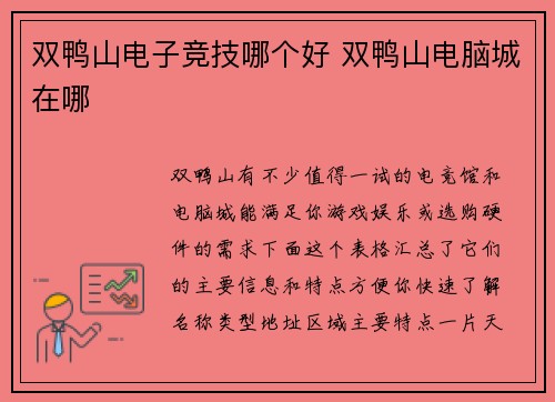 双鸭山电子竞技哪个好 双鸭山电脑城在哪